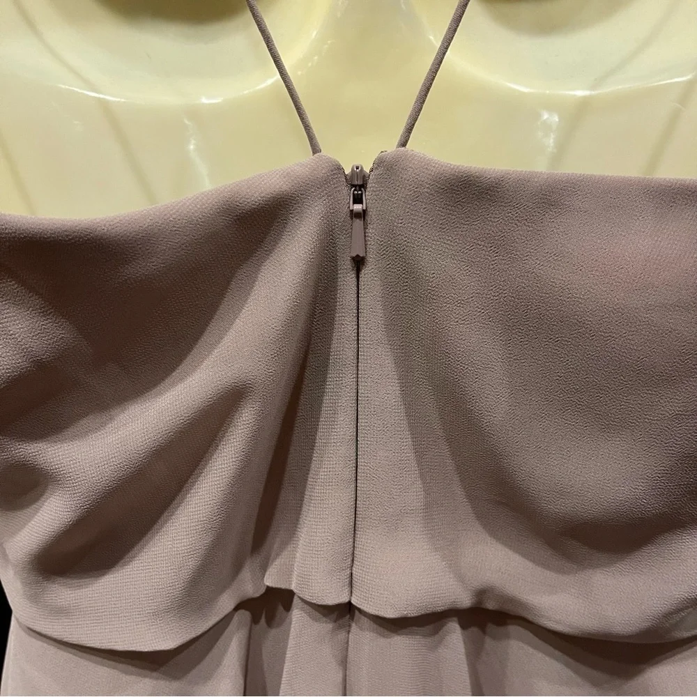 JENNY YOO BHLDN Inesse Luxe Chiffon Maxi Dress Sz 2 Dusty Taupe Pink Bridesmaid